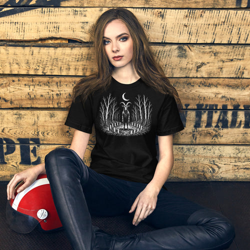 Black Goat Candle Circle Tee - Black worn by a model